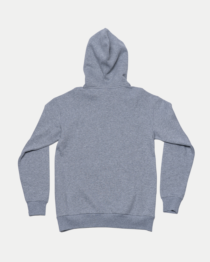 The Nottingham Panthers 25-26 CCM Grey Team Text Hoodie by Panthersland is shown from the back, featuring long sleeves, ribbed cuffs and waistband, laid flat on a white background.