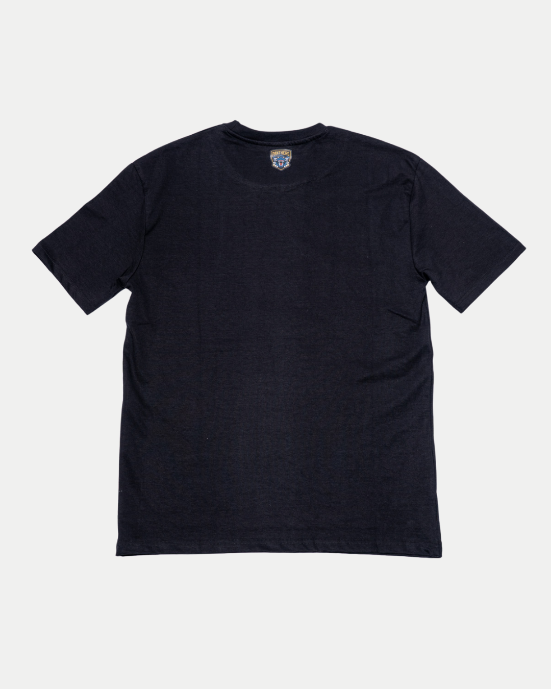 The Nottingham Panthers 25-26 Double Wordmark T-Shirt by Panthersland is shown laid flat, back side up, on a white background with a small tag at the neckline.