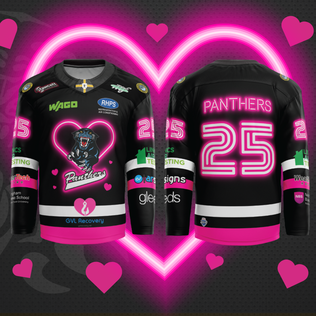 Limited Edition 2024-25 Nottingham Panthers Valentine's Jerseys – Order Now! 💖