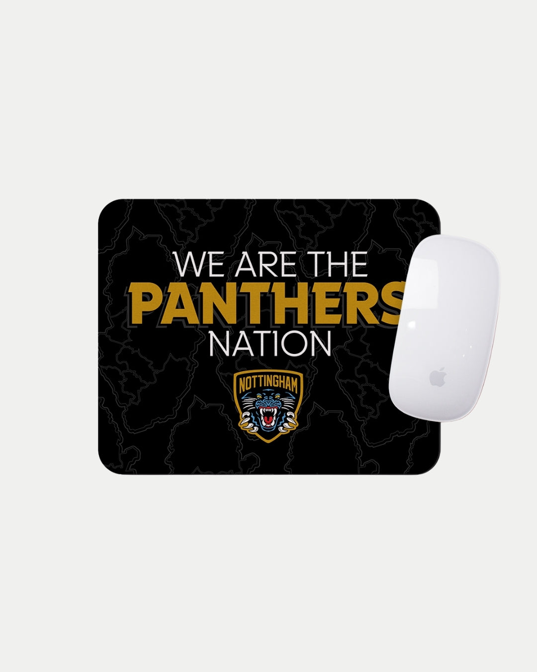 Show your team pride with the Panthers V Nation Mousemat by The Nottingham Panthers, featuring bold WE ARE THE PANTHERS NATION lettering above the logo. Made to order for reduced waste, it’s the perfect desk accessory for any fan.