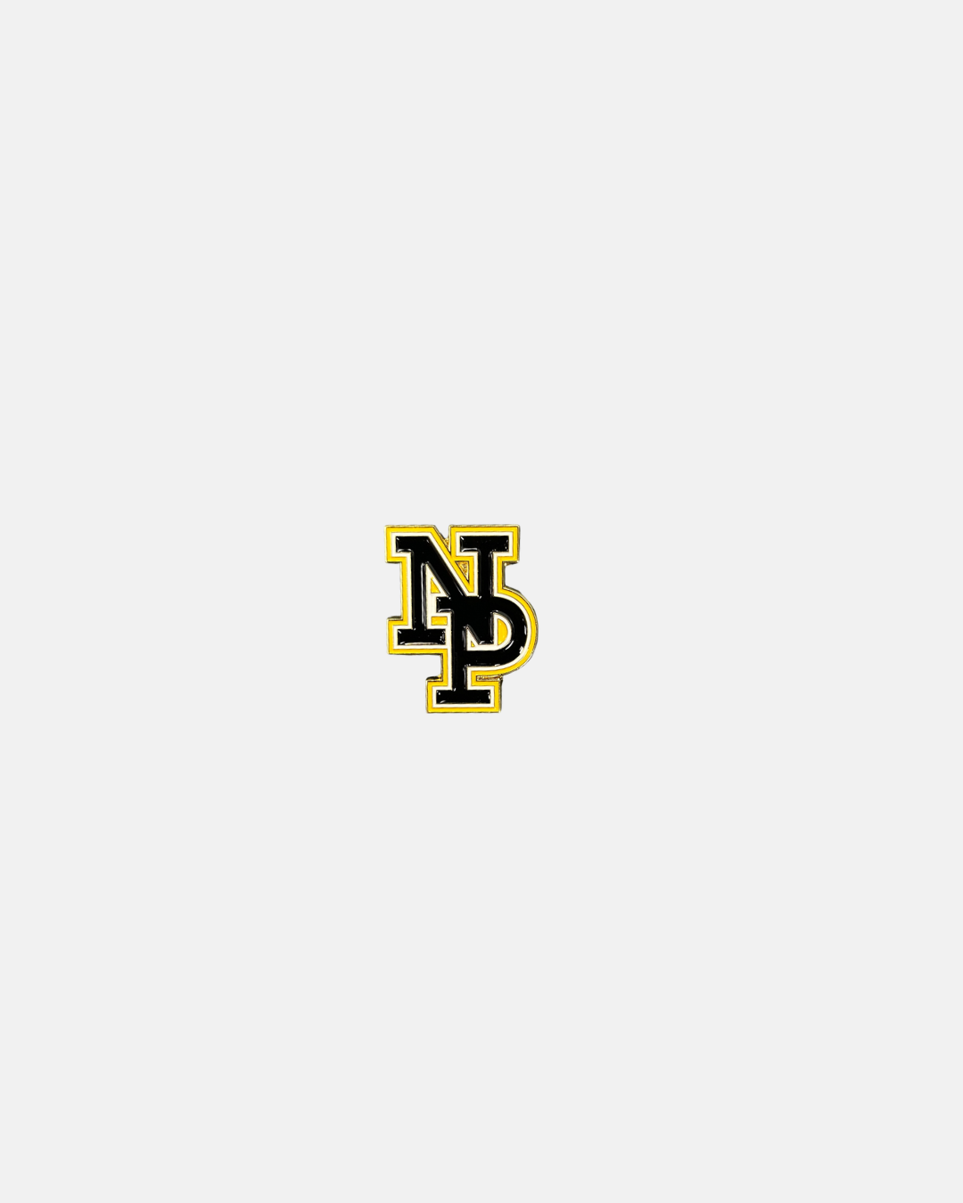 Show off your Panthers pride with the Nottingham Panthers NP Logo Pin Badge from Panthersland, featuring an eye-catching design of overlapping black and yellow NP letters on a crisp white background, inspired by the iconic Nottingham Panthers logo.