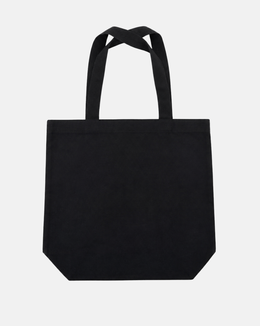 The Panthersland 26-27 Black Crest Tote Bag is a plain black canvas tote with two handles, featuring the Nottingham Panthers crest logo, displayed against a white background.
