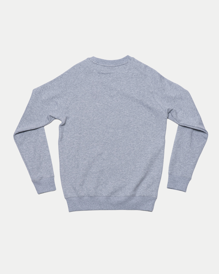 The Nottingham Panthers 25-26 CCM Grey Sweater by Panthersland, a light gray long-sleeve crewneck, is displayed flat from the back on a white background.
