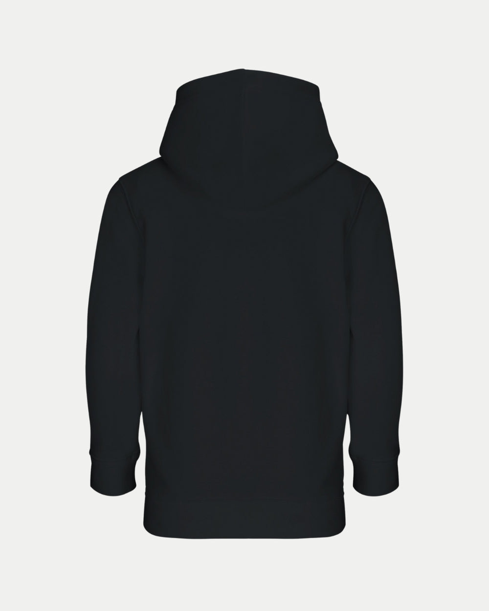 The Nottingham Panthers Made To Order NP 2025 Playoff Champions Kids Hoodie in black is shown from the back, featuring long sleeves and a relaxed fit against a white background.