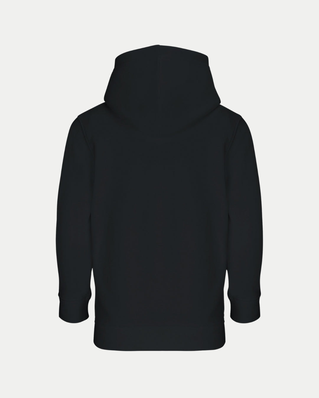 The Nottingham Panthers Made To Order NP 2025 Playoff Champions Kids Hoodie in black is shown from the back, featuring long sleeves and a relaxed fit against a white background.