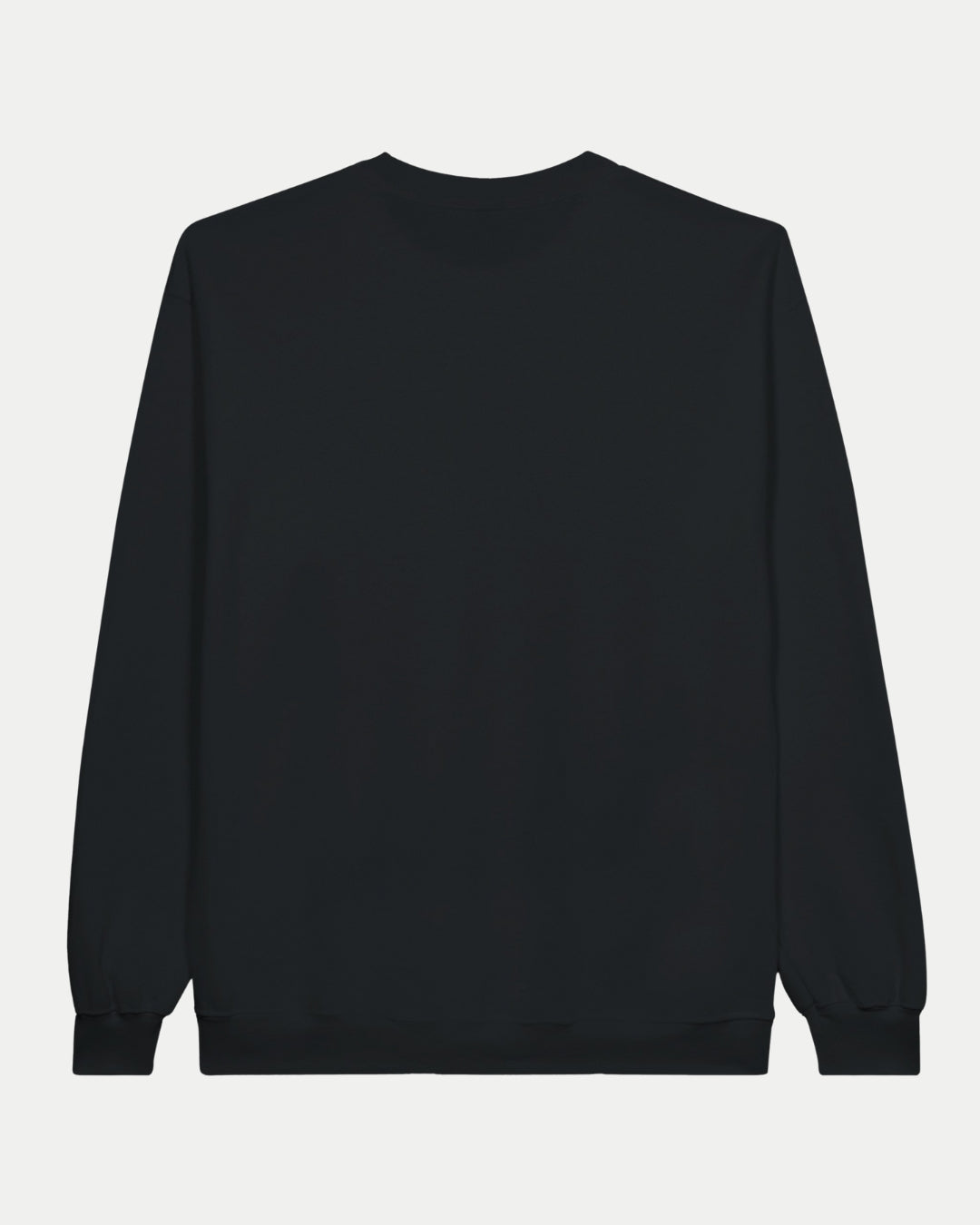The Nottingham Panthers Made To Order 2025 Playoff Champions Adult Crewneck Sweatshirt in black is shown laid flat on a white background, viewed from the back with no visible logos or designs.