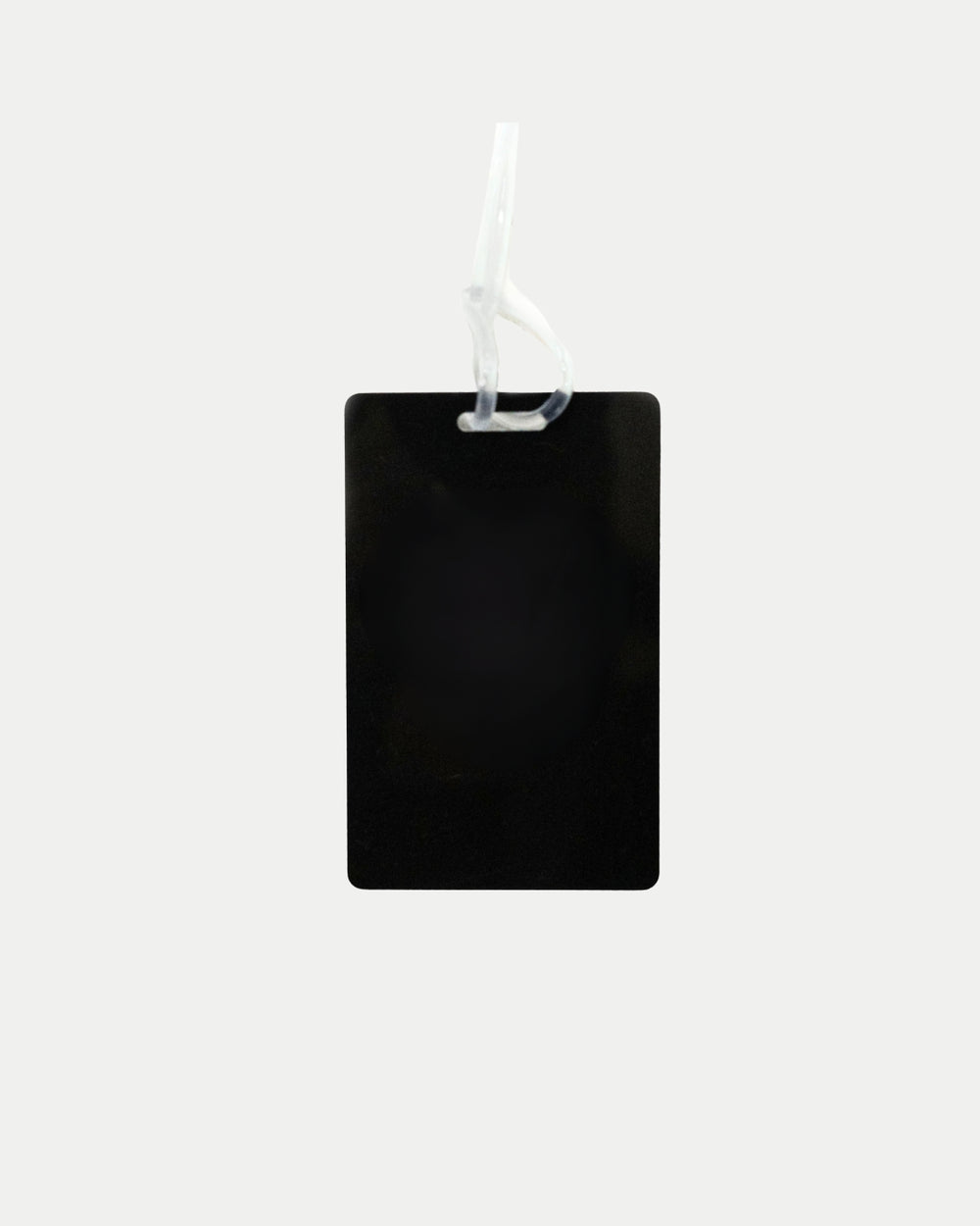 The Nottingham Panthers Logo Luggage Tag by Panthersland, featuring rounded corners and a clear plastic loop, is shown against a light gray background.
