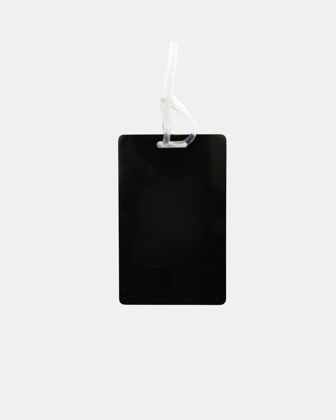 The Nottingham Panthers Logo Luggage Tag by Panthersland, featuring rounded corners and a clear plastic loop, is shown against a light gray background.